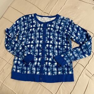 Charter Club Women's Long Sleeve Cardigan, PM, EUC, Blue/White